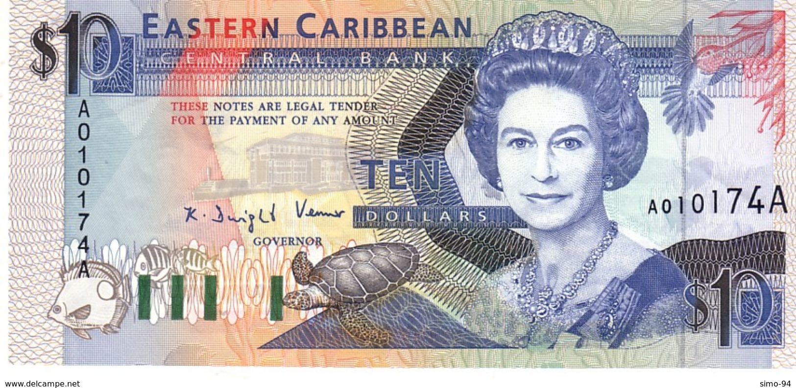 East Caribbean States P.27a 10 Dollars 1993 Unc - Caraibi Orientale