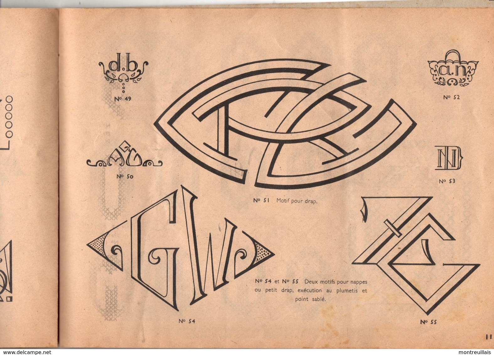 Album Broderie N° 4, Lettres Et Monogrammes, 100 Modèles, 18 Pages, De 1948, Alphabet Couture, état Bon - Point De Croix