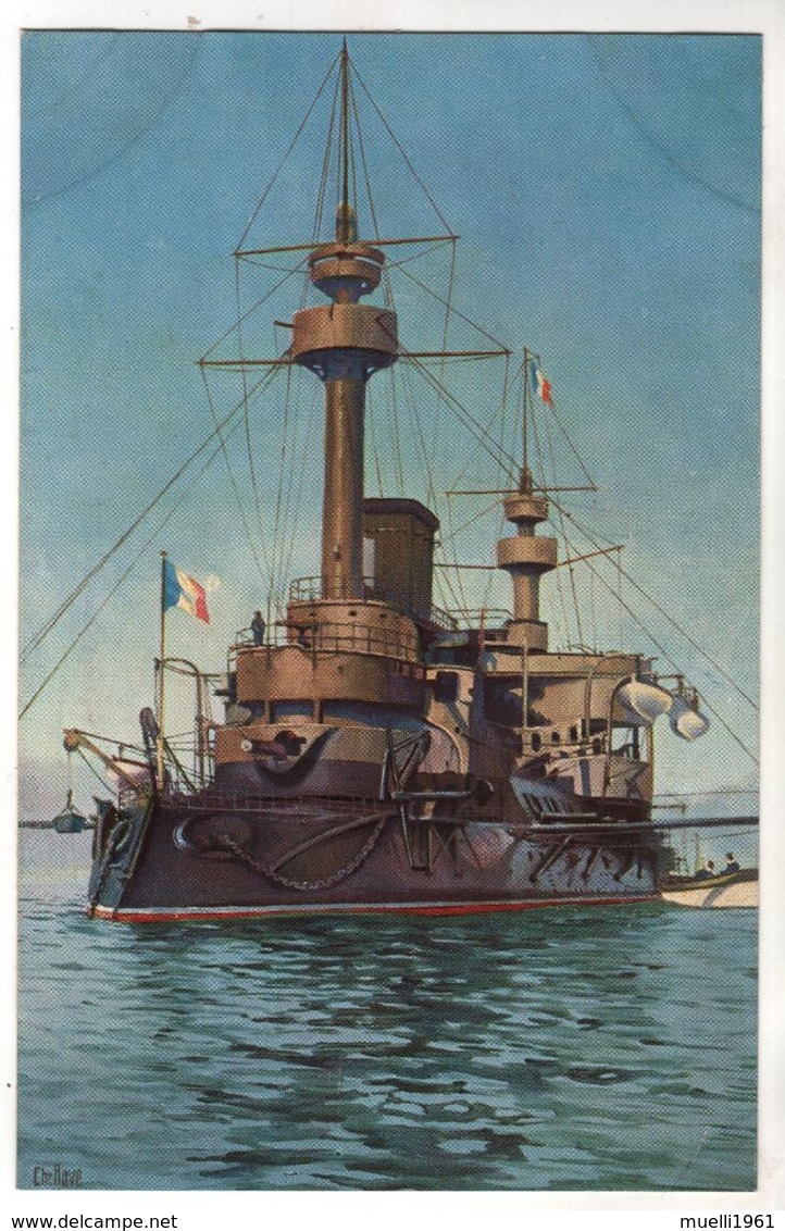 Nr. 7648,  "Marine-Galerie", Französisches Panzerschiff "La Hoche" 1900 - Krieg