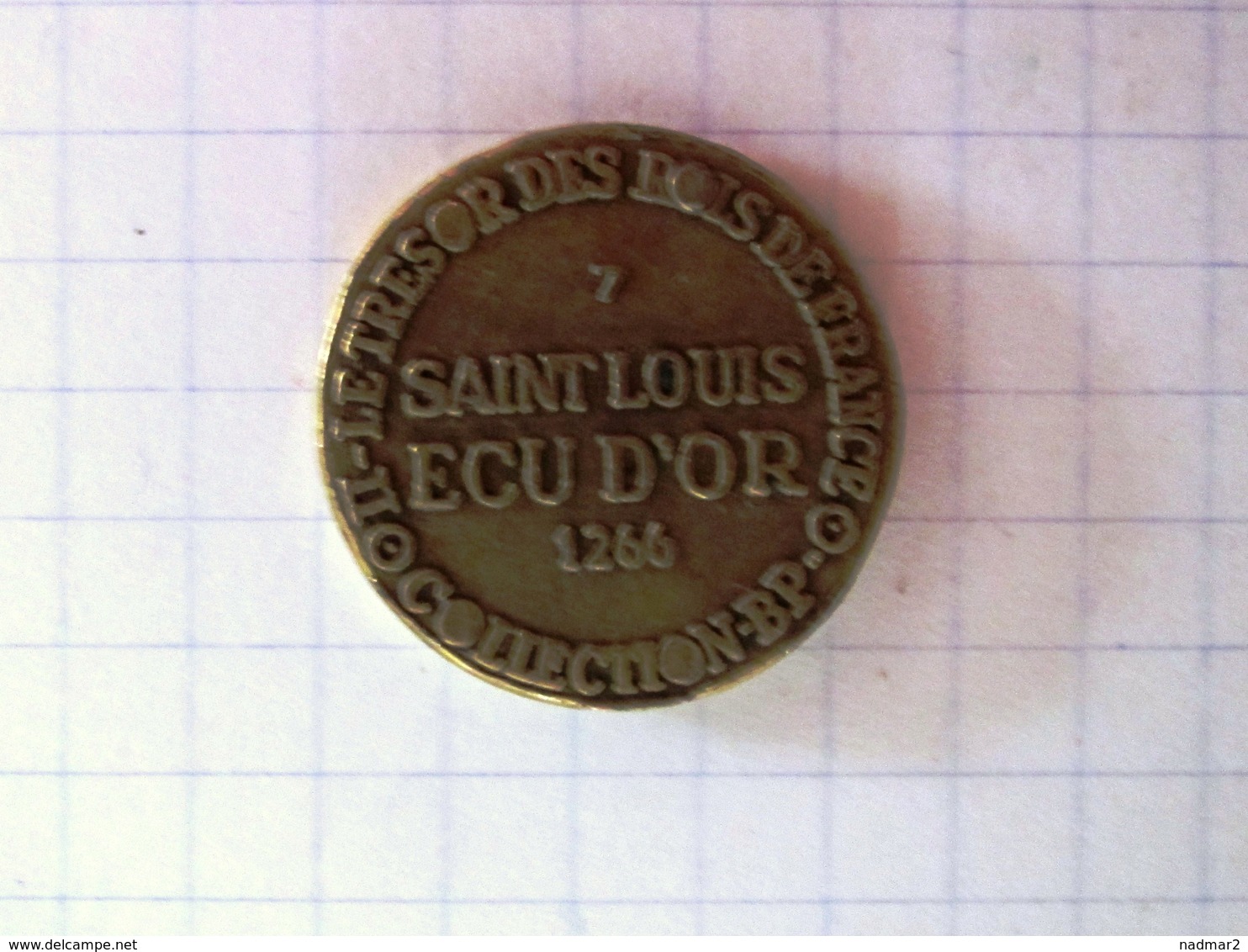 Jeton Saint Louis Ecu D'Or 1266 Collection BP Trésor Rois De France Monnaie Factice Etat TTB Publicité - Adel