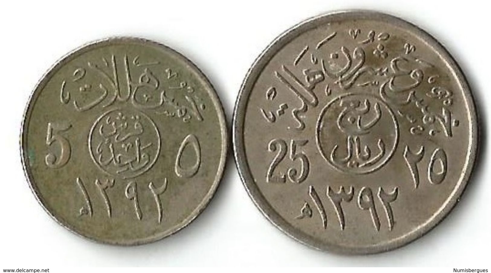 Pièces  De Monnaie  5 Et 25 Halala 1972 - Arabie Saoudite