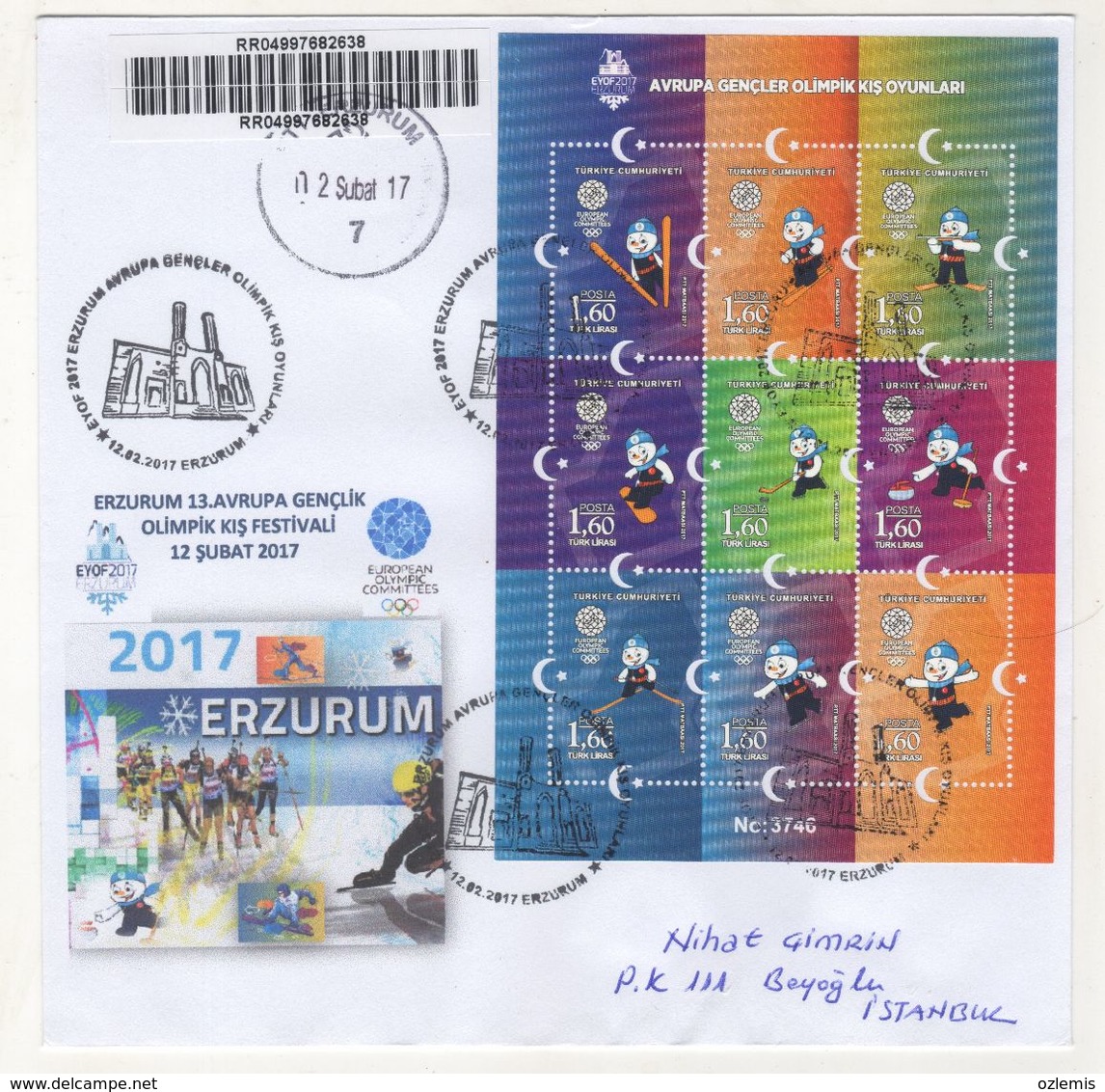 EYOF 2017 ERZURUM EUROPEAN YOUTH OLYMPIC WINTER FESTIVAL FIRST DAY COVER - Brieven En Documenten