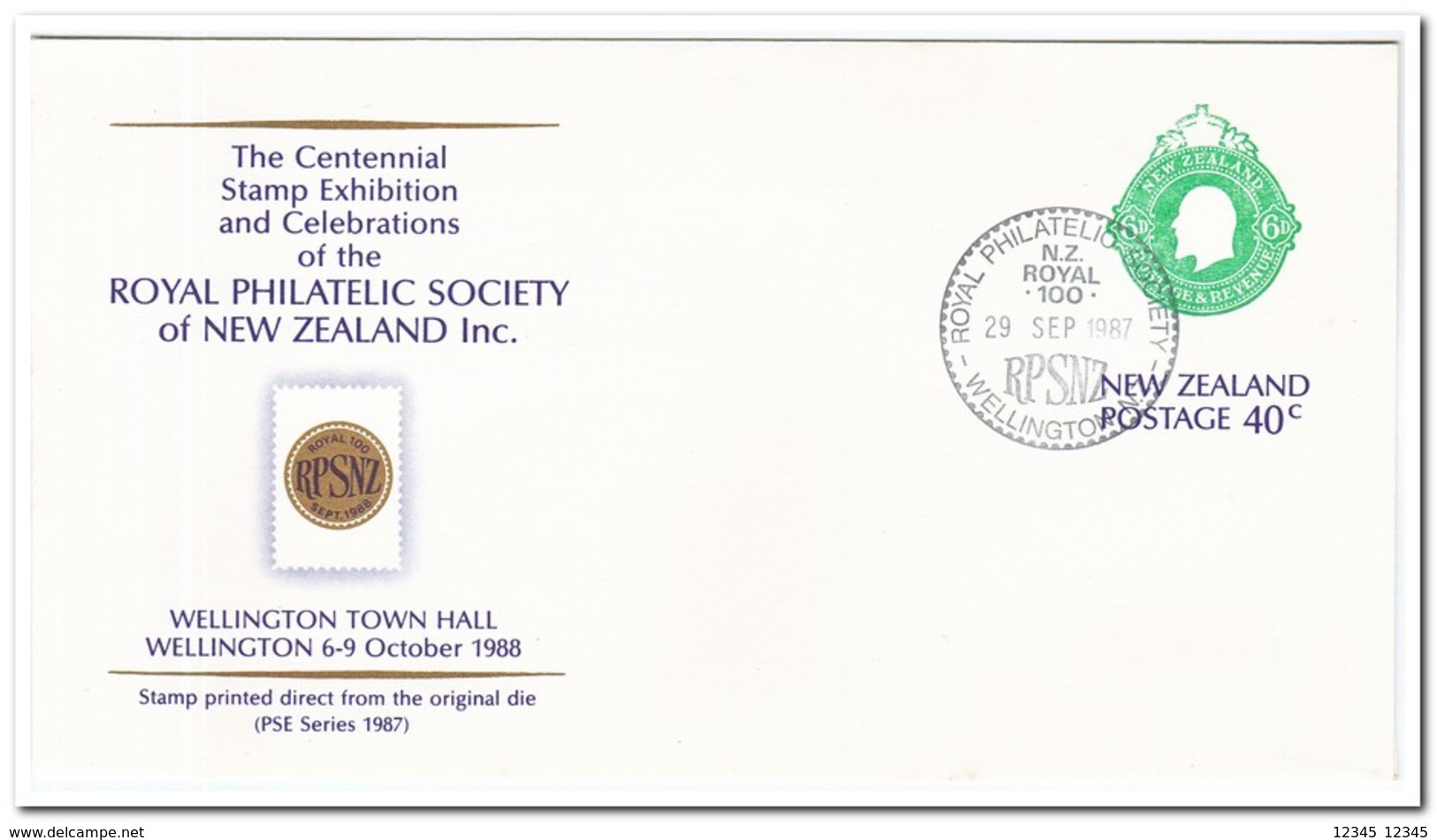 Nieuw Zeeland 1987, Prepaid Envelope, Stamped Royal Philatelic Society Wellington - Postal Stationery