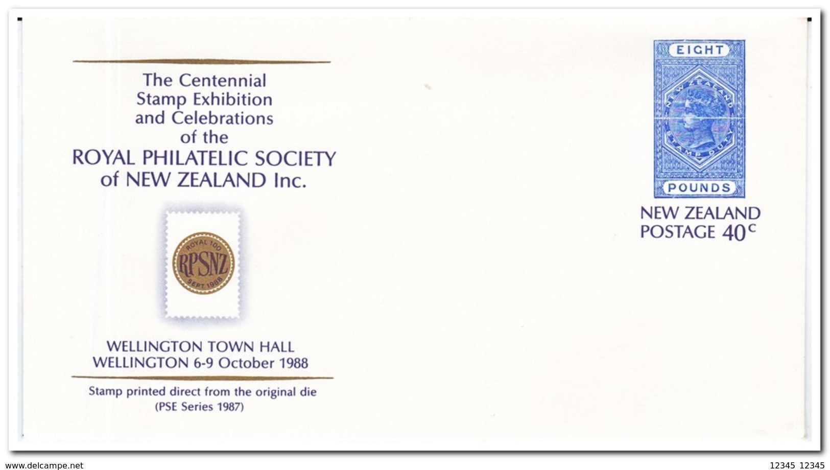 Nieuw Zeeland 1987, Prepaid Envelope, Royal Philatelic Society Of New Zealand - Postal Stationery