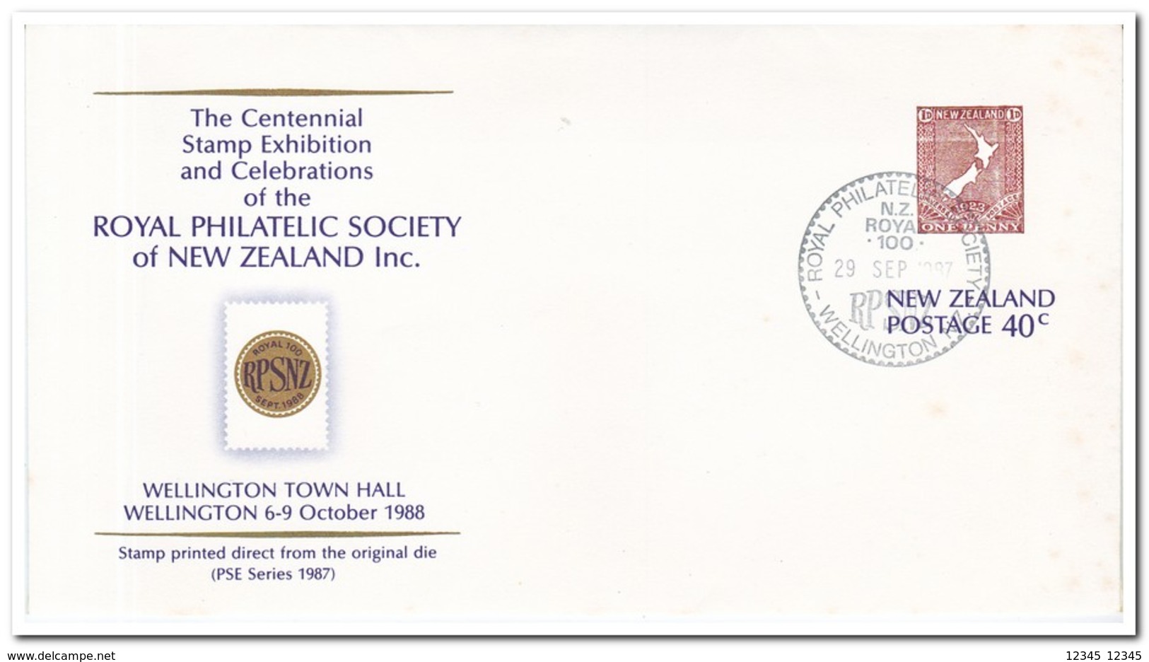 Nieuw Zeeland 1987, Prepaid Envelope, Stamped Royal Philatelic Society Wellington - Entiers Postaux