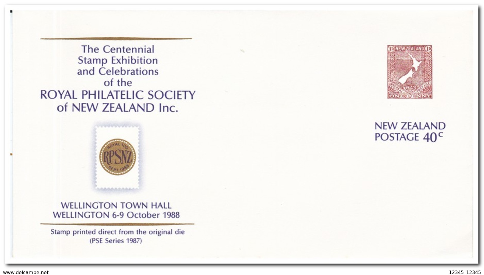 Nieuw Zeeland 1987, Prepaid Envelope, Royal Philatelic Society Of New Zealand - Postal Stationery