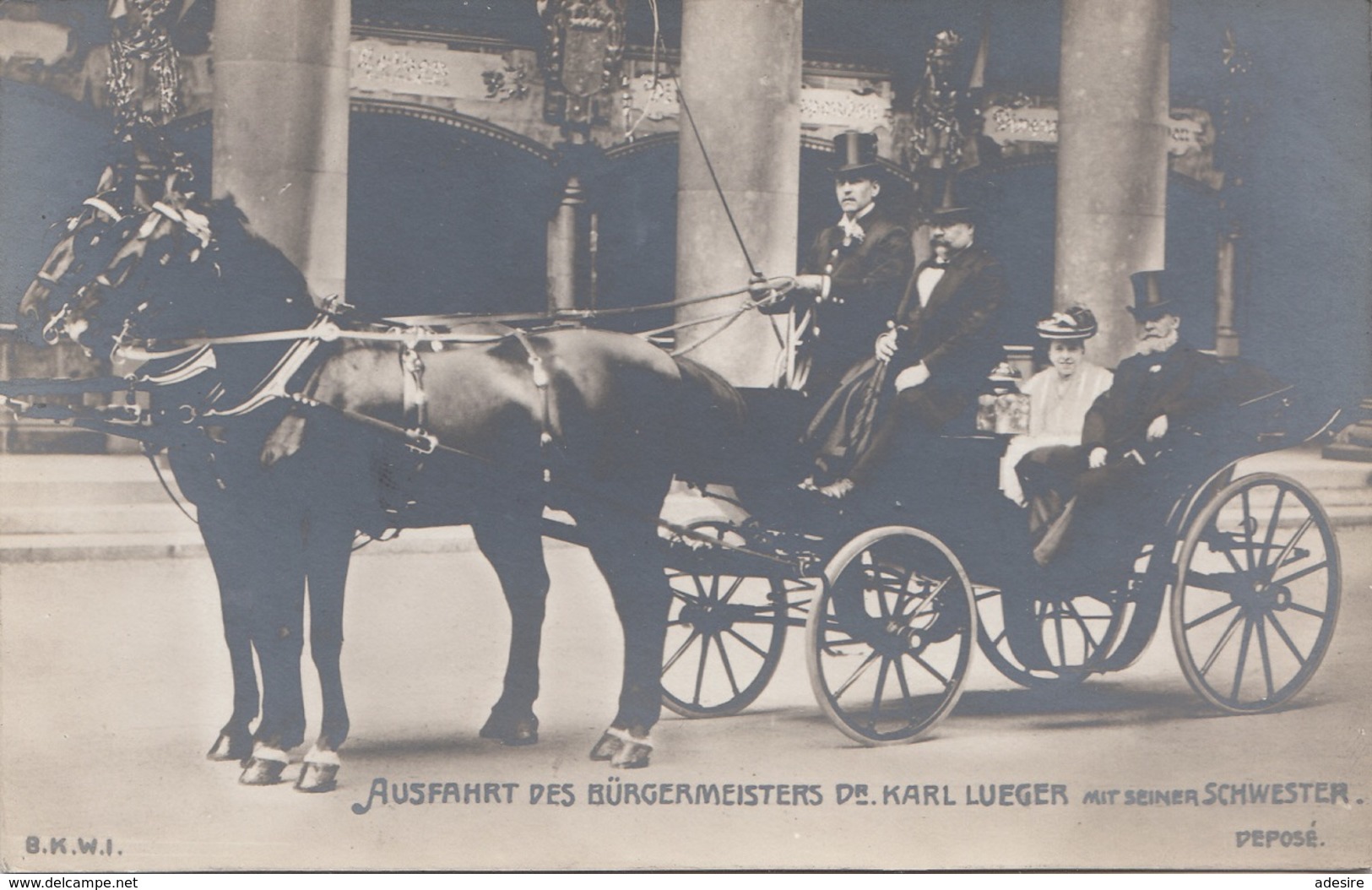 AUSFAHRT DES BÜRGERMEISTERS KARL LUEGER Mit Seiner Schwester - Pferdekutsche, Fotokarte 191?, Gute Erhaltung - Politische Und Militärische Männer