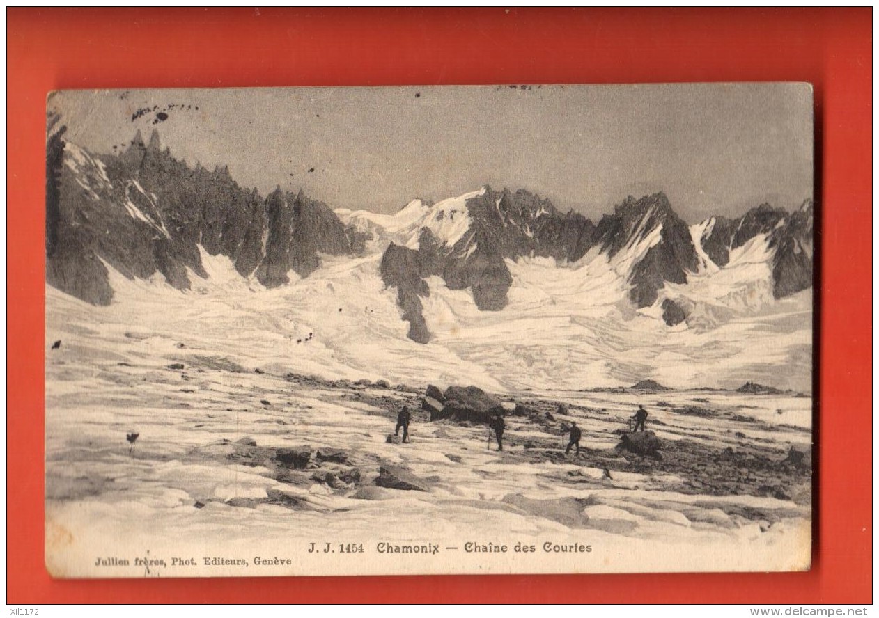 GBT-07  Chamonix, Chaîne Des Courtes, ANIME, Glacier. Circulé 1908 - Chamonix-Mont-Blanc