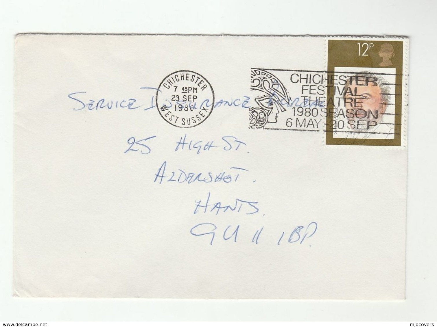 1980 GB COVER SLOGAN Illus CHICHESTER FESTIVAL THEATRE 1980 SEASON ,  Stamps Henry Wood Music - Theatre