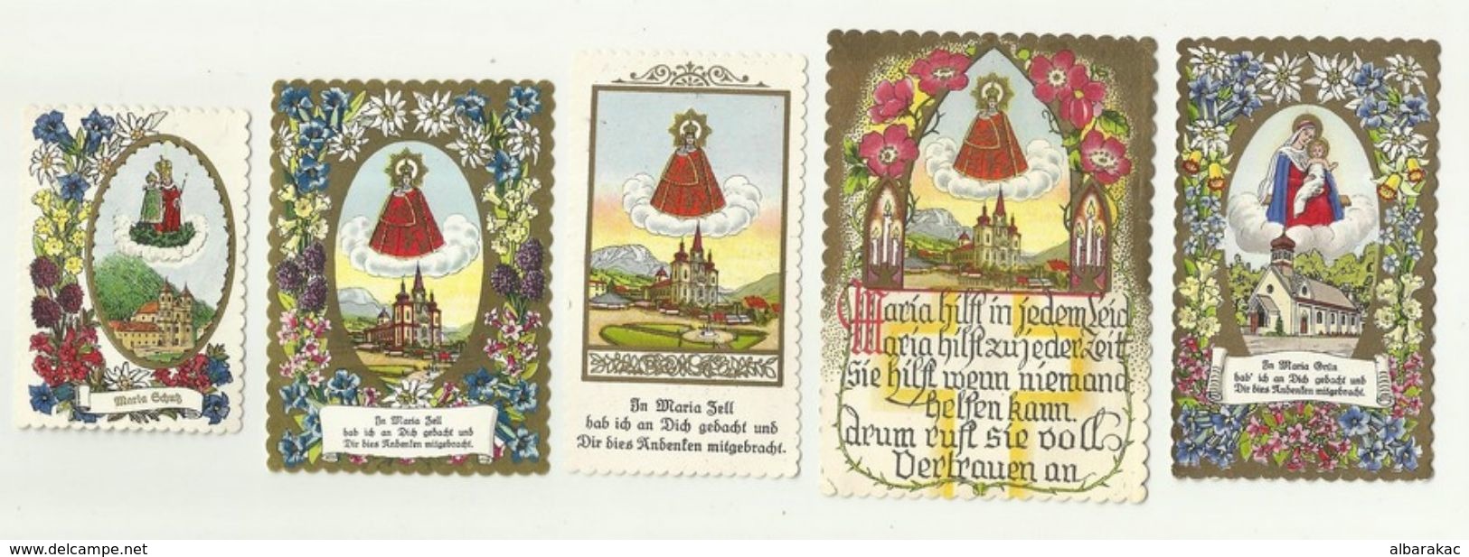 Jesus Holy Card Angel Maria Zell , 5 Card - Santini