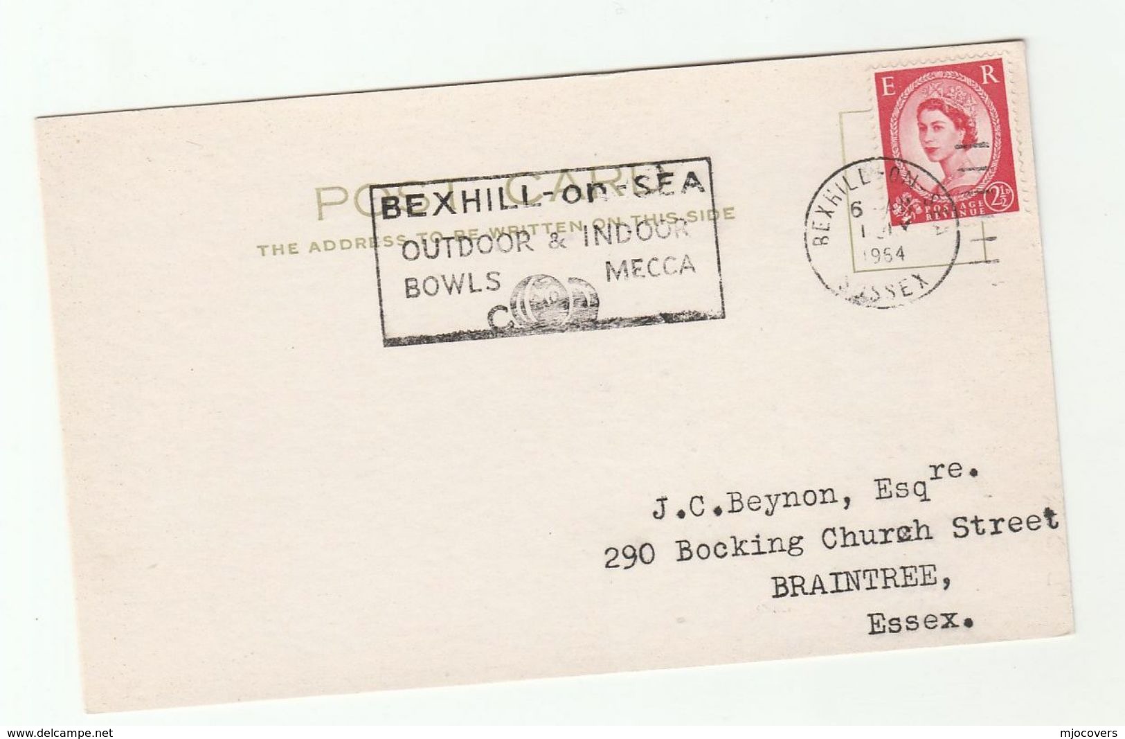 1965 Bexhill On Sea GB COVER Card Illus SLOGAN Illus BOWLS MECCA INDOOR & OUTDOOR BOWLS Stamps Sport Bowling - Bowls