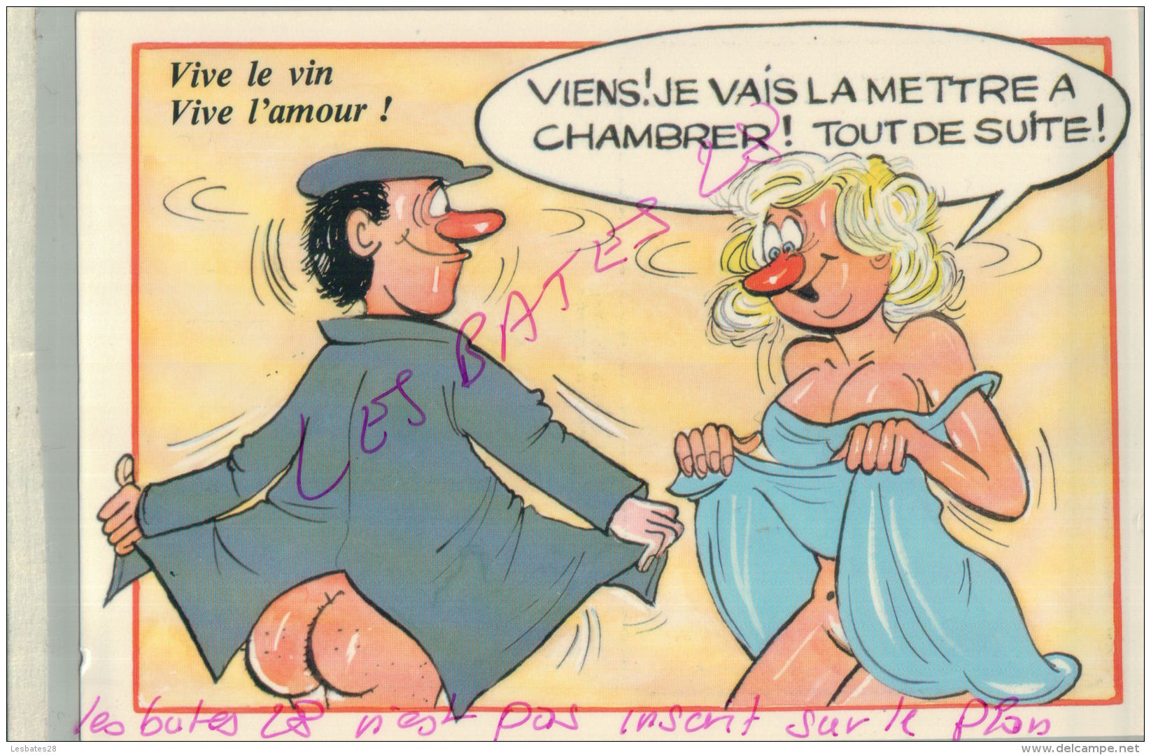 CP FANTAISIES-Vive Le Vin, Vive L'Amour !  A CHAMBRER !   ILLUSTRATEUR NUE  NU Humouristique  AV 2018  029 - Humour