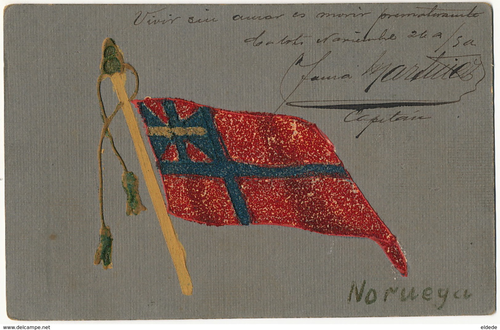 Hand Made Postcard Norway Flag . Cuban - Norvège