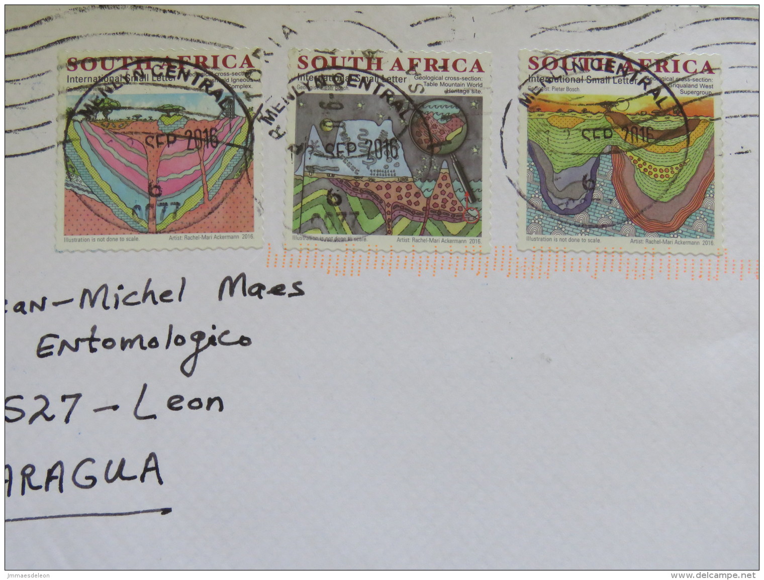 South Africa 2016 Cover To Nicaragua - Geology - Lettres & Documents