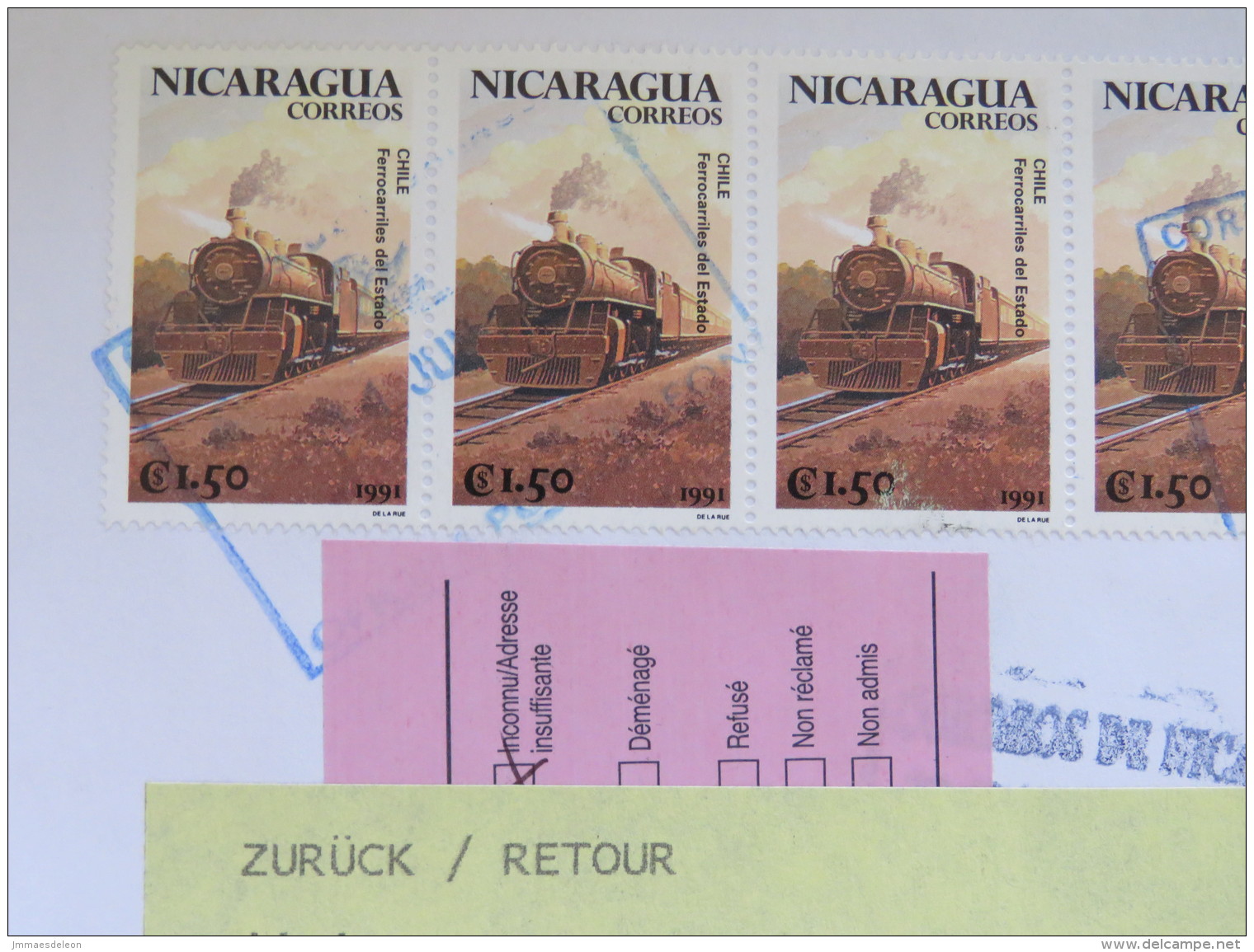 Nicaragua 2016 Cover To Germany - Sent Back - Train - Japan Costume - Boxing - Nicaragua