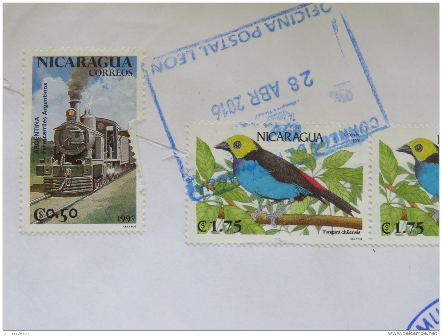 Nicaragua 2016 Cover To Norway Sent Back - Cars Ford - Train Birds Orchid Flower Butterfly - Nicaragua