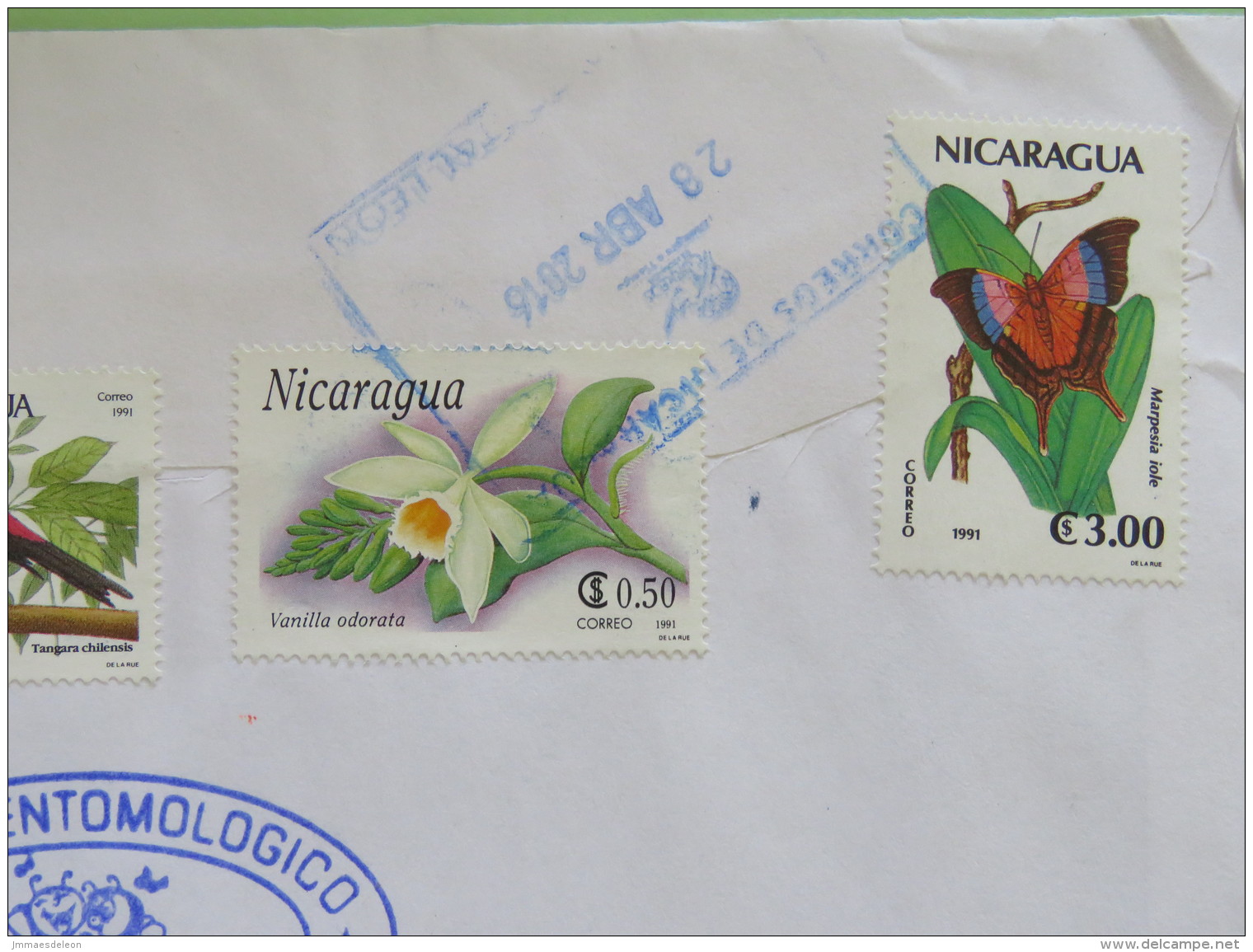 Nicaragua 2016 Cover To Norway Sent Back - Cars Ford - Train Birds Orchid Flower Butterfly - Nicaragua