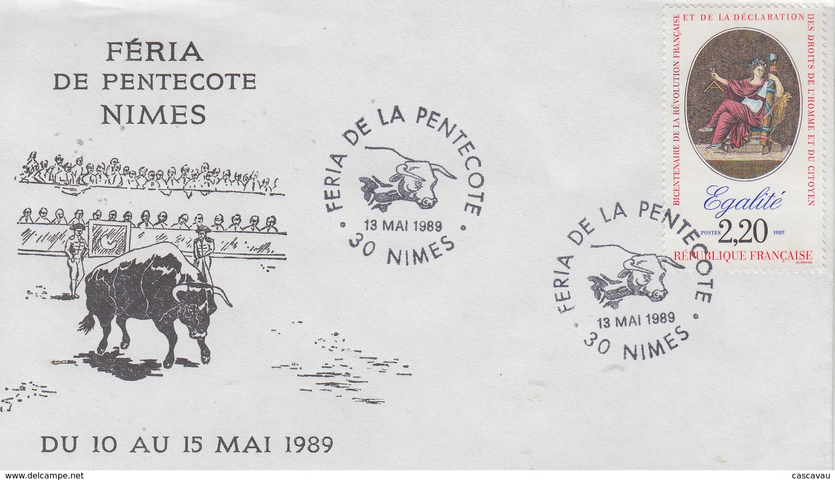 Enveloppe  FRANCE   Féria   De  La  Pentecôte   NIMES   1989 - Cachets Commémoratifs