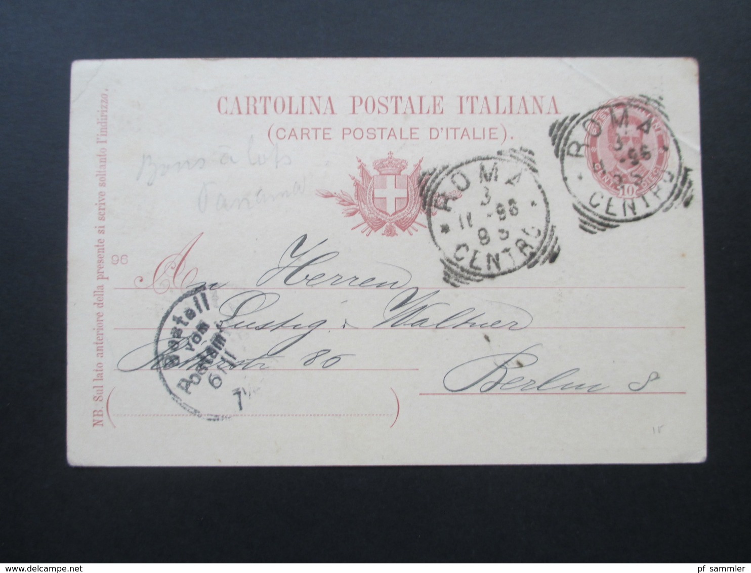 Italien Ganzsache P 31 Gedenkarte Vermählung Des Kronprinzen! Roma - Berlin Mit AK Stempel - Postwaardestukken