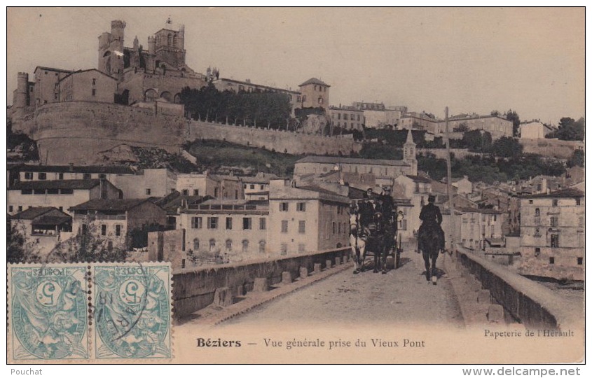 F6- 34) BÉZIERS -  VUE GENERALE PRISE DU VIEUX PONT - (CARTE COULEUR ANIMÉE) - Beziers