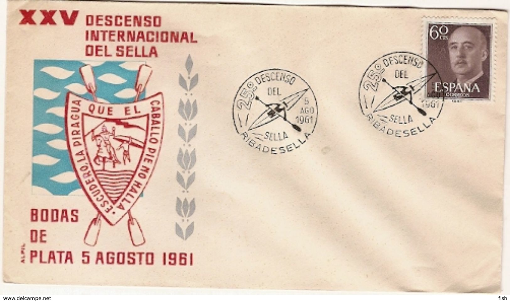 Spain  & FDC XXV Descenso Internacional Del Sella, Riba De Sella 1961(424) - Kanu