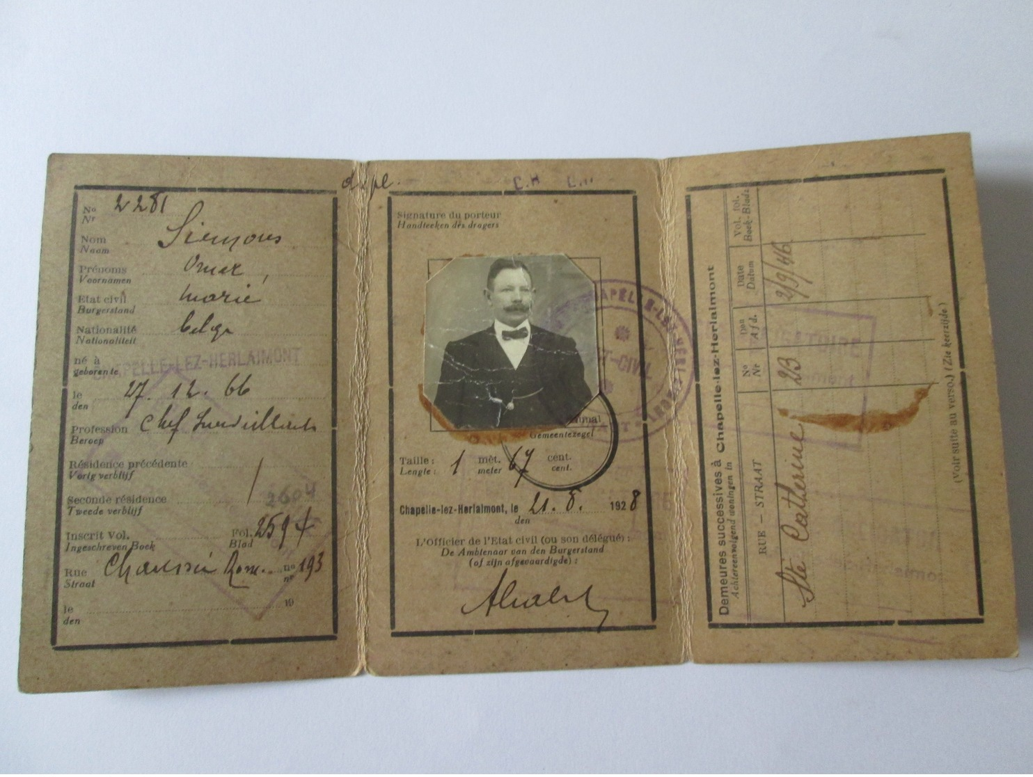 1944 The Kingdom Of Belgium-Identity And Registration Card/Carte D'identite Et D'inscription - Documentos Históricos