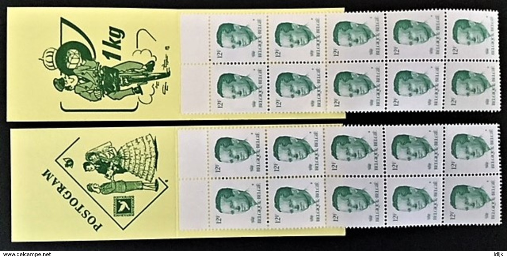 1984 Koning Boudewijn Type "velghe"OCB 2113 In 2 Boekjes Van 10 Zegels( Kaft Postpakket 1 Kg + Kaft  Postogram ) B 16/17 - Non Classés