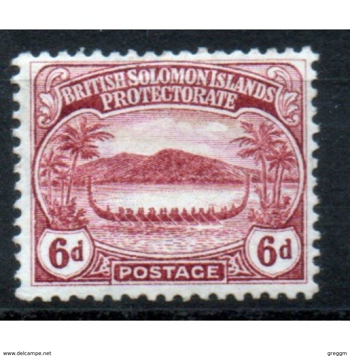 British Solomon Islands  6d Claret  Stamp From 1908.  This Stamp Is Catalogue Number 13 And Is In Mounted Mint Condition - Islas Salomón (...-1978)