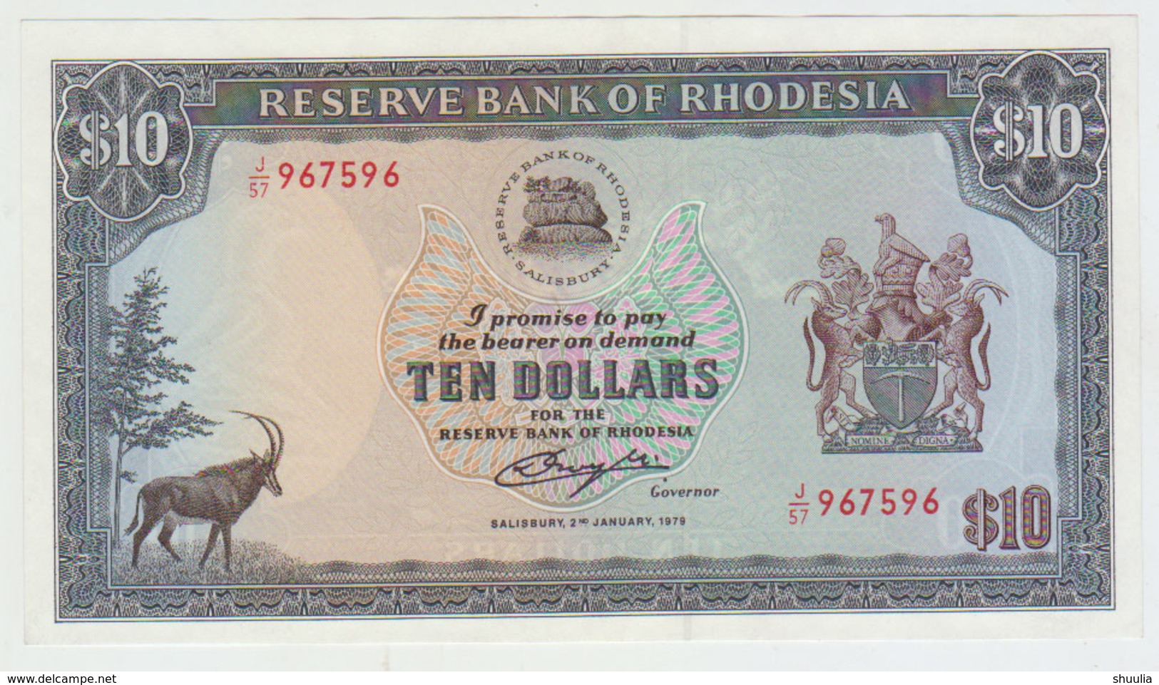 Rhodesia 10 Dollars 1979 Pick 41 AUNC - Rhodésie