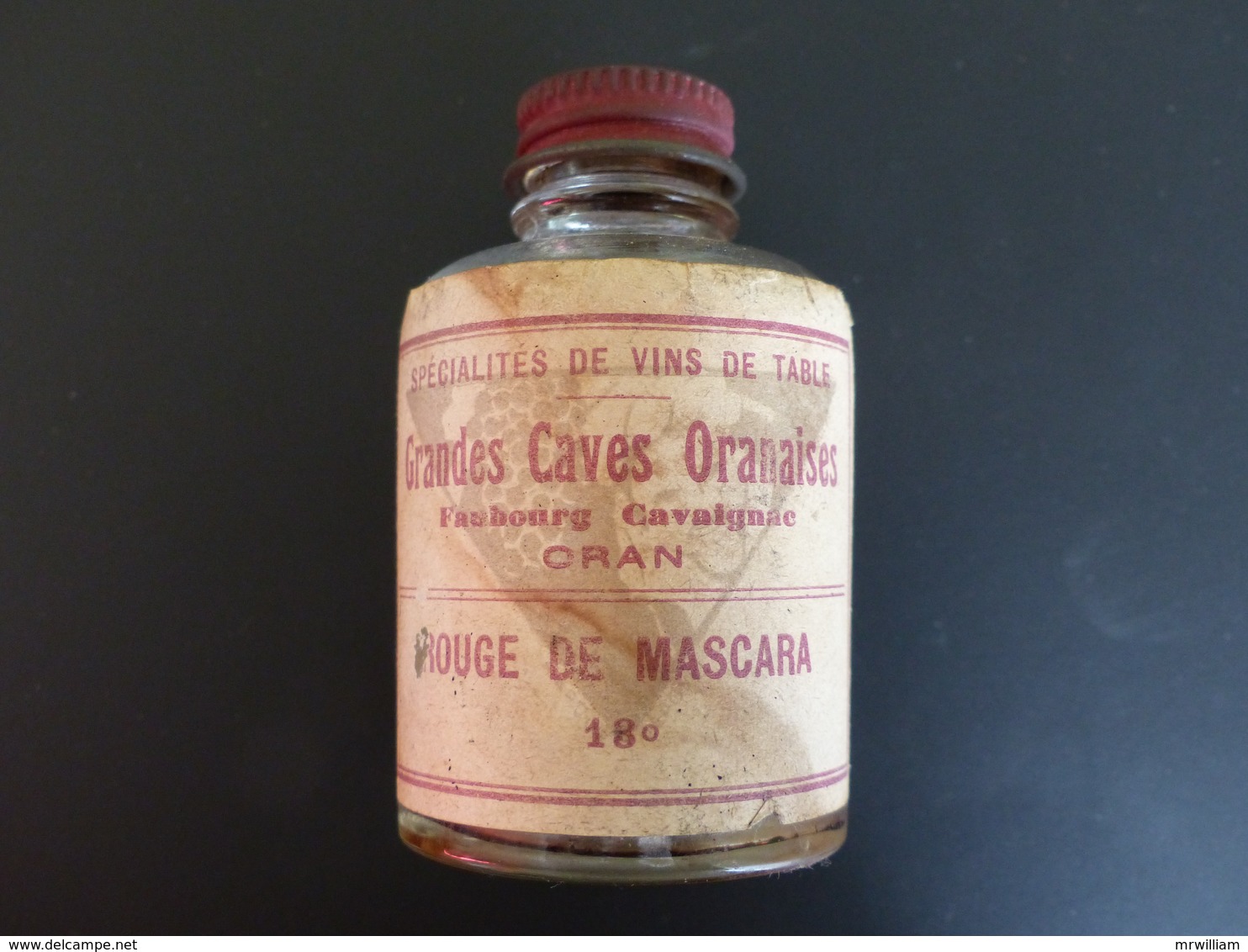 Ancienne Miniature ROUGE De MASCARA Grandes Caves Oranaises, Faubourg Cavaignac à ORAN (Algérie) - Mignonnettes