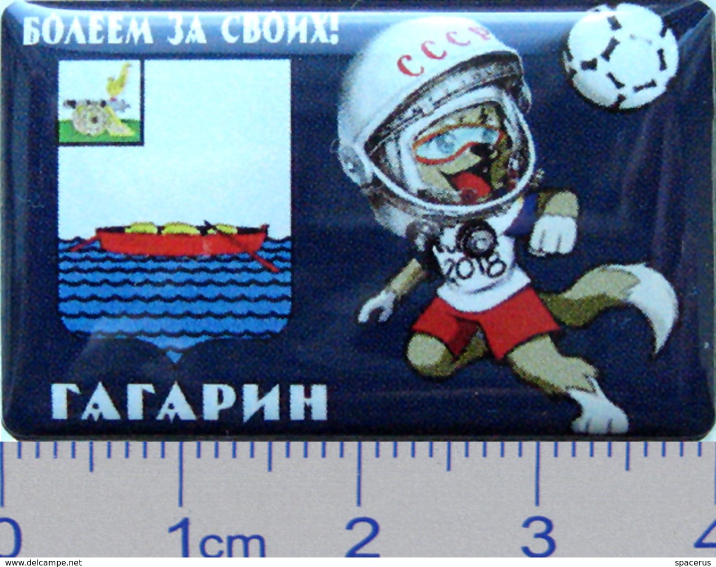 82-7 Space Sport Russian Pin.2018 FIFA World Cup Volk - Zabivaka. Gagarin City Emblem - Space