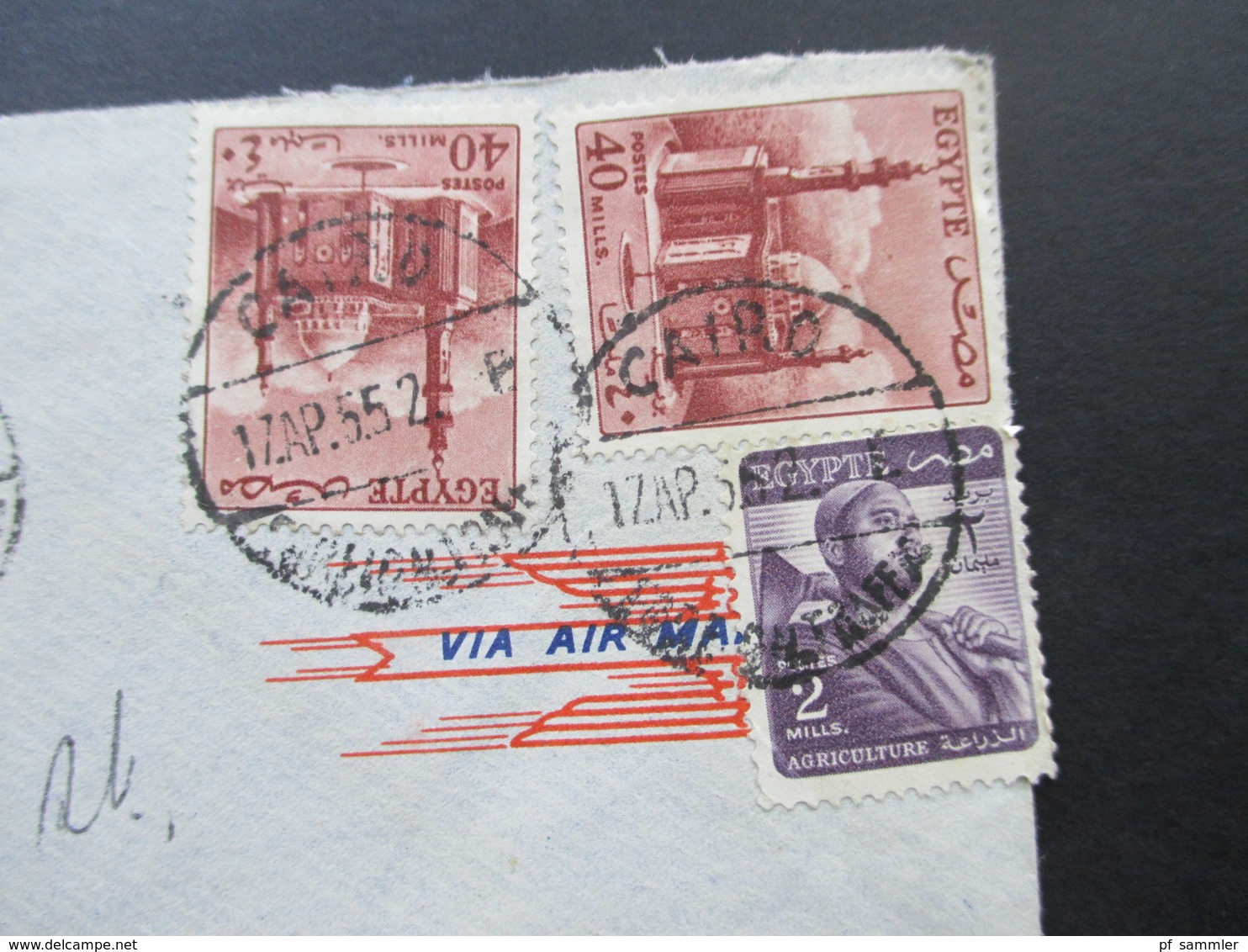 Ägypten 1955 Luftpostbeleg In Die USA Mit 4 Stempel! Via Air Mail - Briefe U. Dokumente