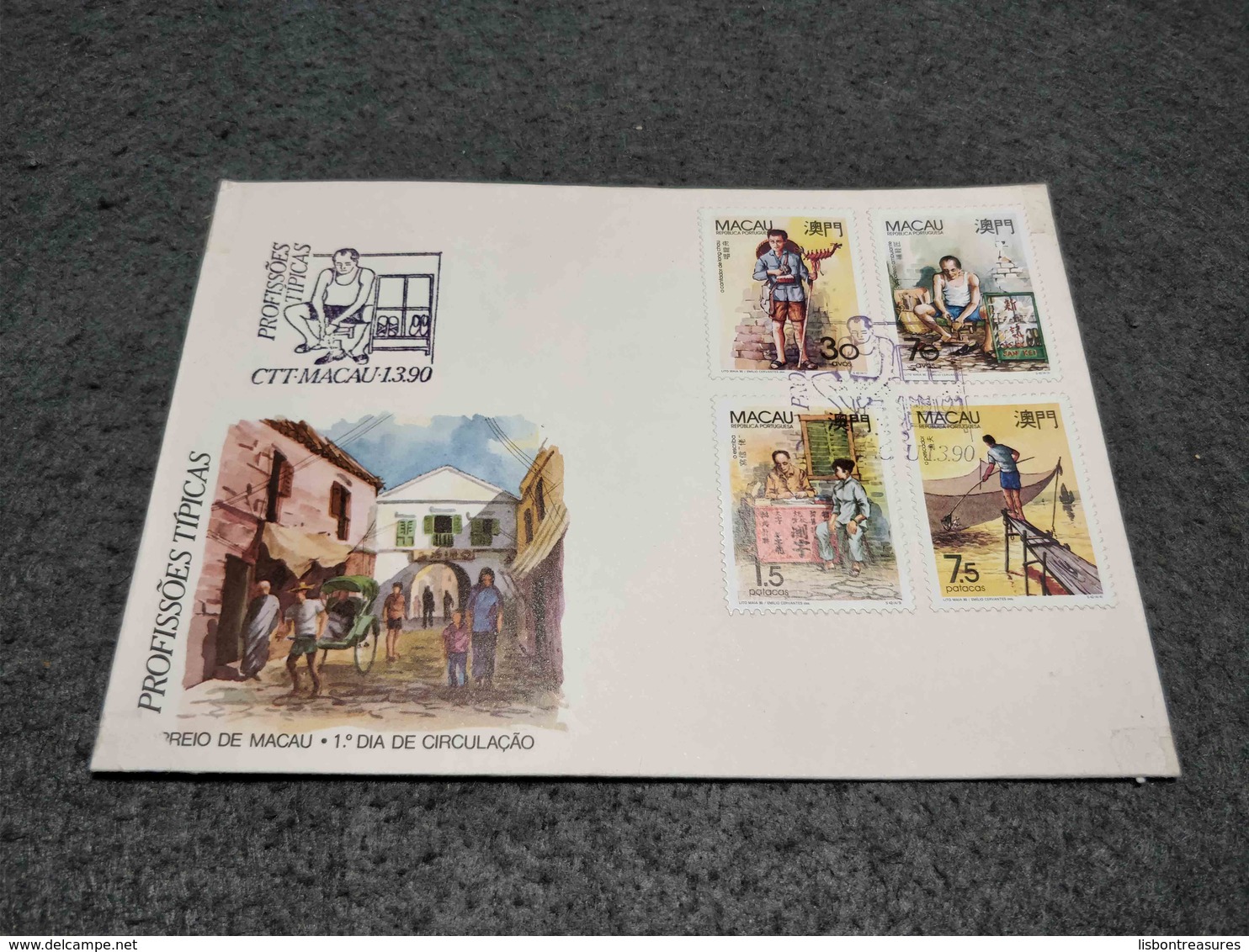 PORTUGAL CHINA MACAO FDC PROFISSOES TIPICAS 1990 - FDC