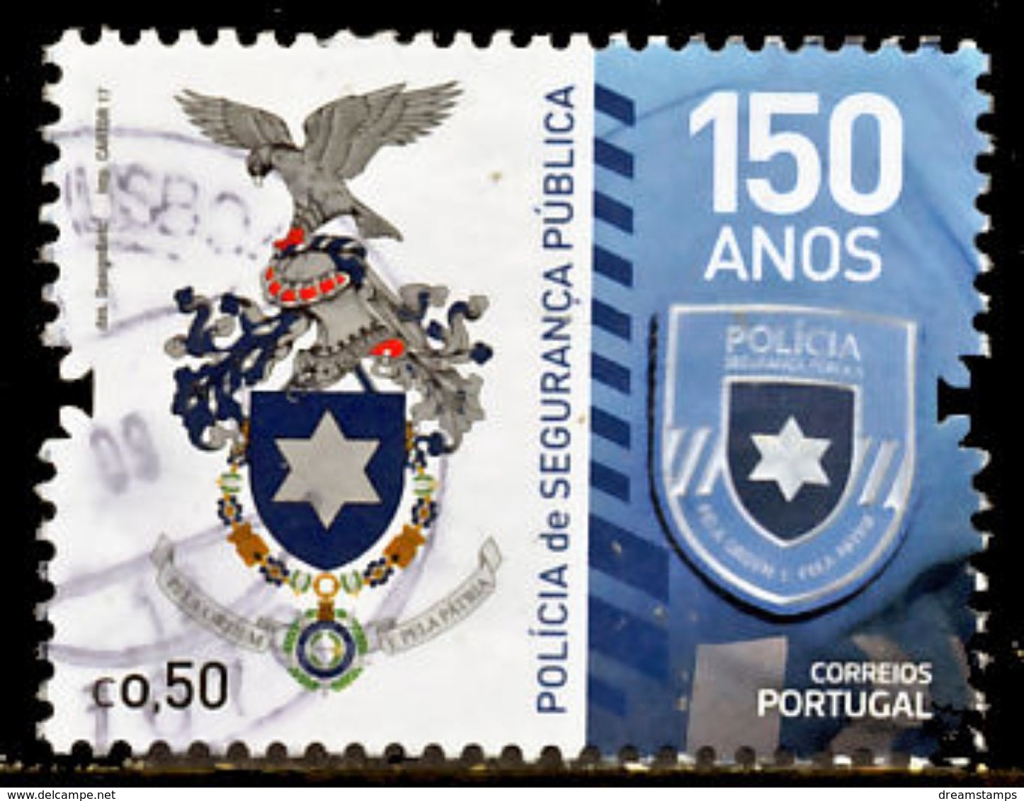!										■■■■■ds■■ Portugal 2017 AF#4869ø 150 Years Portuguese Public Police Command Arms Nice Stamp VFU (k0021) - Usati