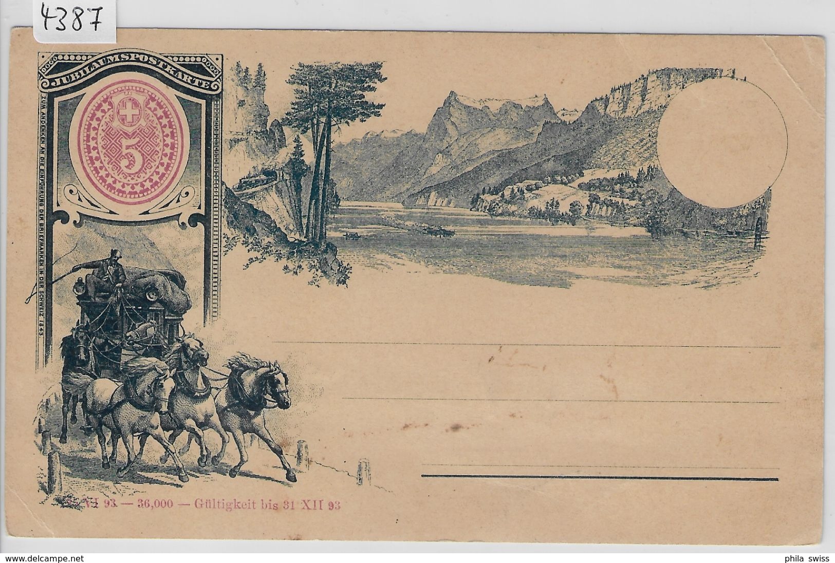 1893 Jubiläumspostkarte 30 - Rütli Gotthardpost - Ungebraucht Neuf * - Ganzsachen