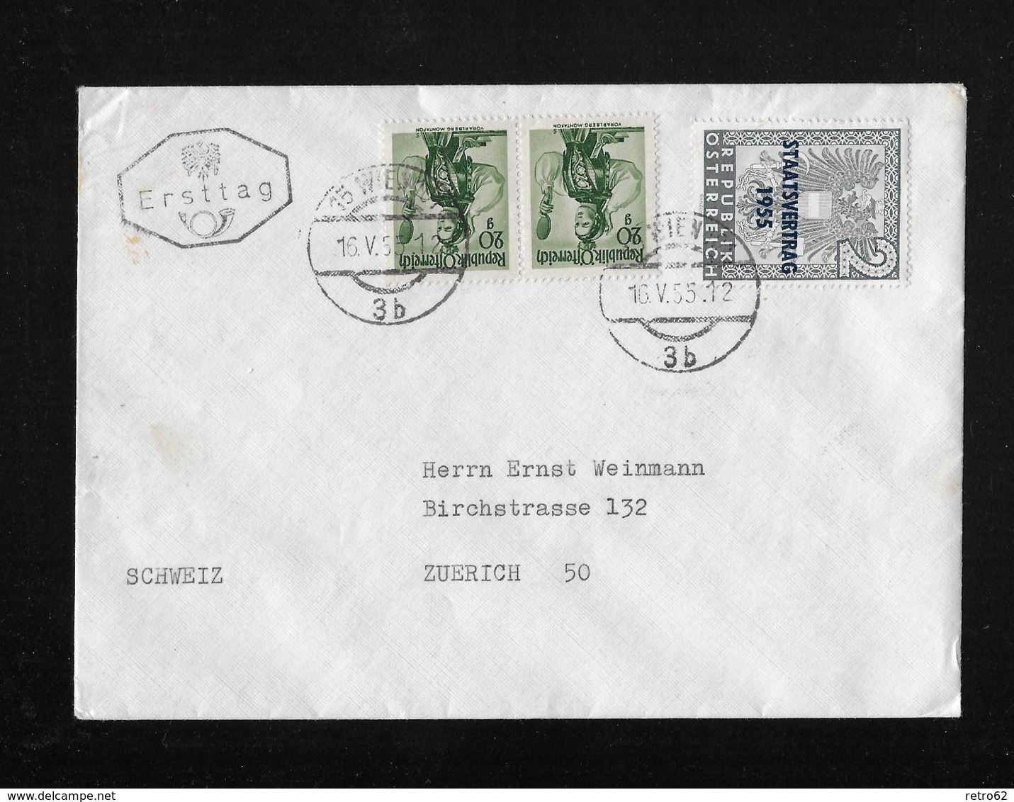 1955 ERSTTAG → Staatsvertrag 1955, Brief Nach Zürich - FDC