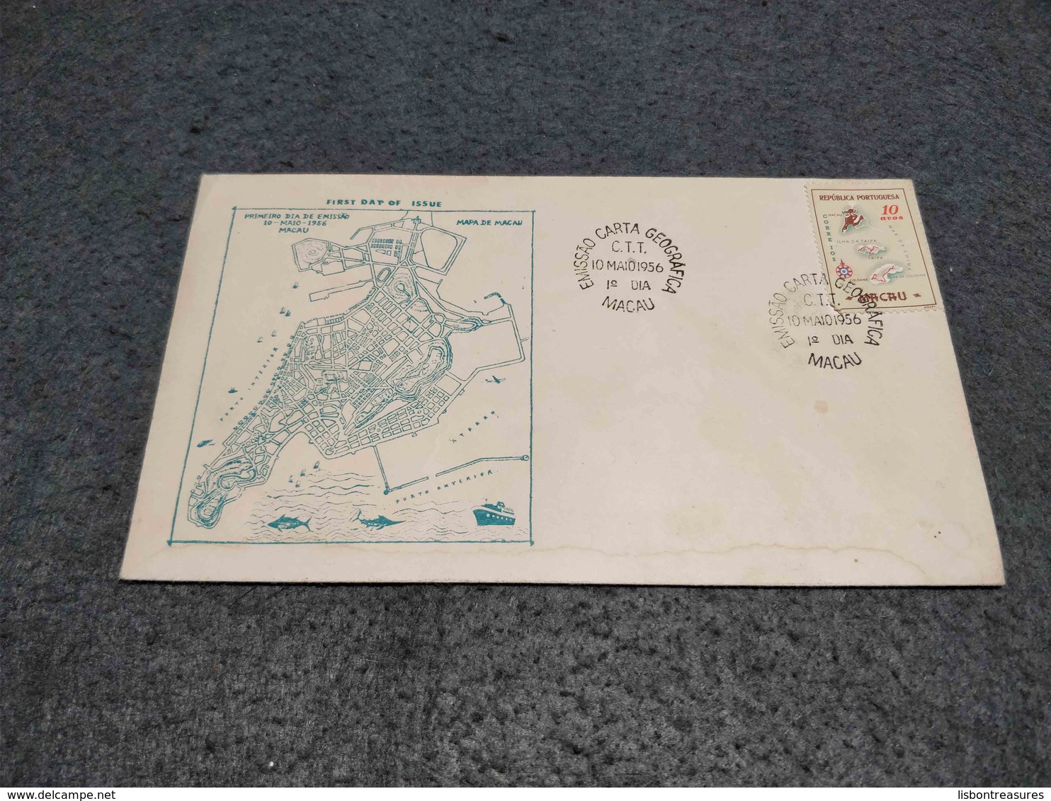 PORTUGAL CHINA MACAO FDC EMISSÃO CARTA GEOGRAFICA 1956 - FDC