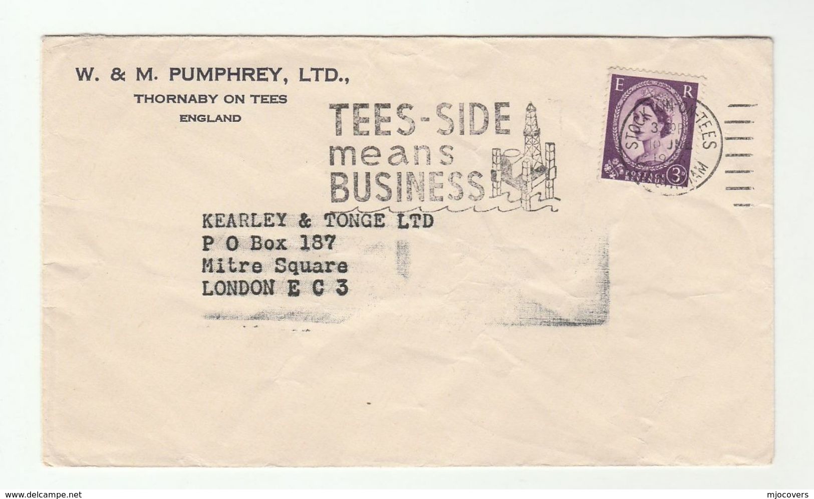 1966 GB COVER  SLOGAN Illus PETROCHEMICAL INDUSTRY TEESIDE MEANS BUSINESS, Stockton On Tees Stamps Energy Oil - Pétrole