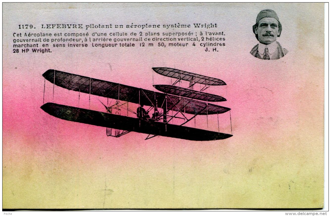N°60858 -cpa Lefebvre Pilotant Un Aéroplace Système Wright - Aviateurs