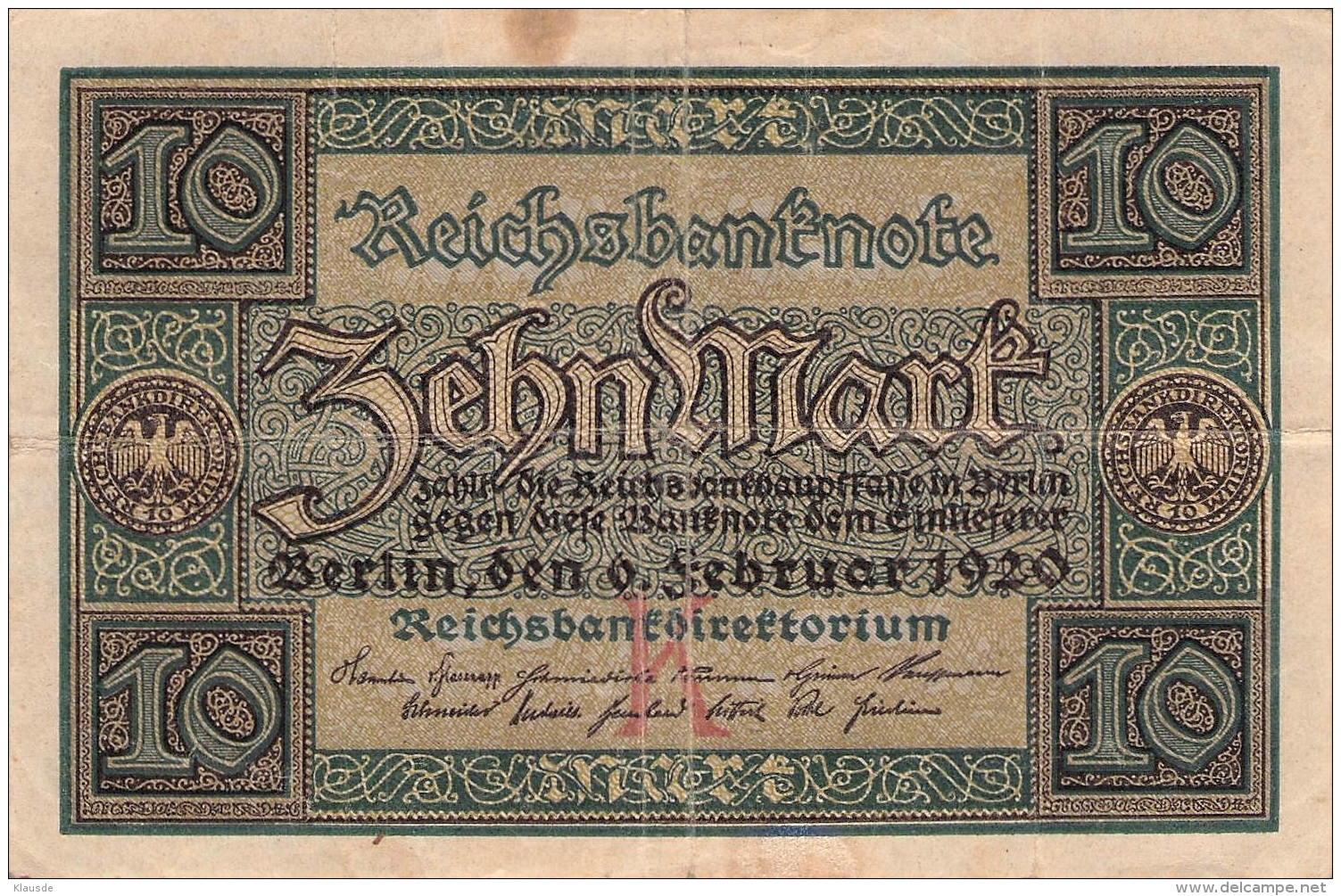 10 Mark ReichsbanknoteW 3631708 - 10 Mark