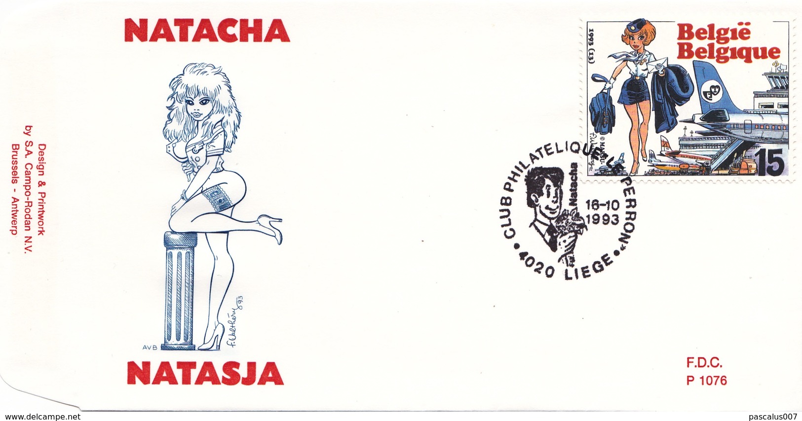 B01-032-1 2528  BD P1076 FDC   Rare Natasja Natacha Walthéry François 16-10-1993 4020 Liège €11 - 1991-2000