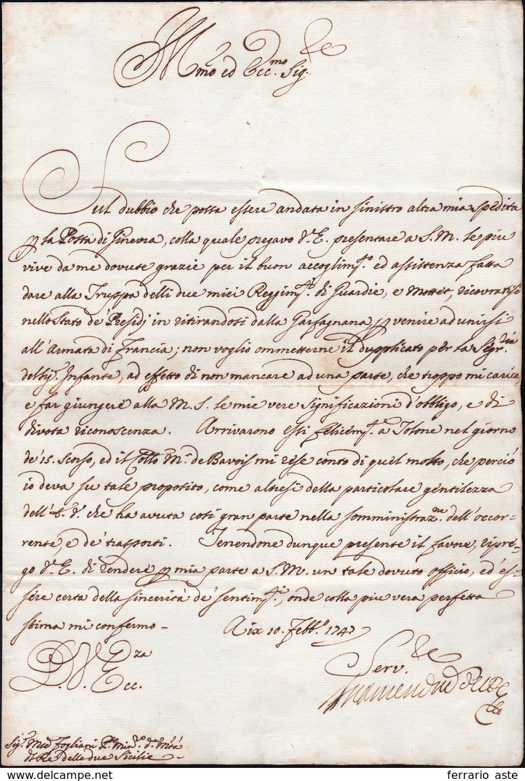 19 1747 - FRANCESCO III D'ESTE - Lettera Del 10/2/1747 A Firma Di Francesco III, Duca Di Modena E Reggi... - Andere & Zonder Classificatie