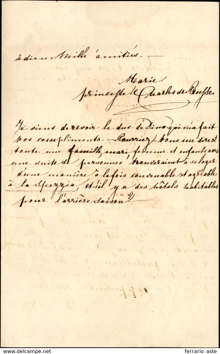 39 1870 - MARIA DI PRUSSIA - Lettera Del 22/4/1870 Autografa Con Firma Di Maria Principessa Di Prussia,... - Sonstige & Ohne Zuordnung