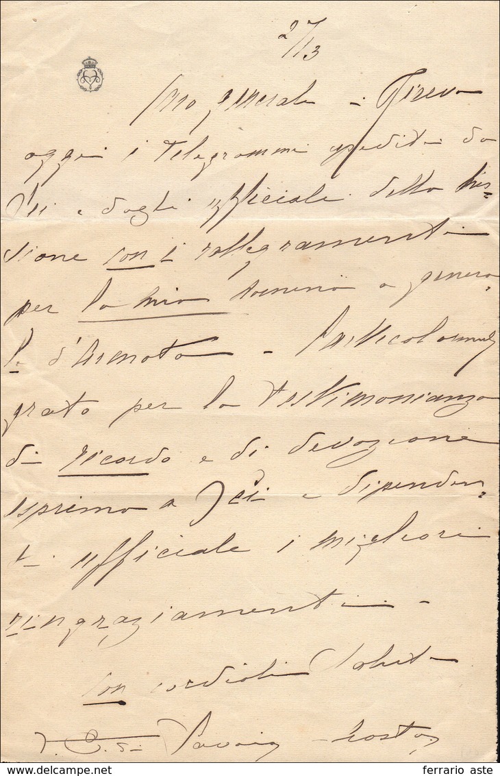 40 1900 Ca. - VITTORIO EMANUELE III - Lettera Autografa Di Vittorio Emanuele III, Re D'Italia. Rare Le ... - Autres & Non Classés