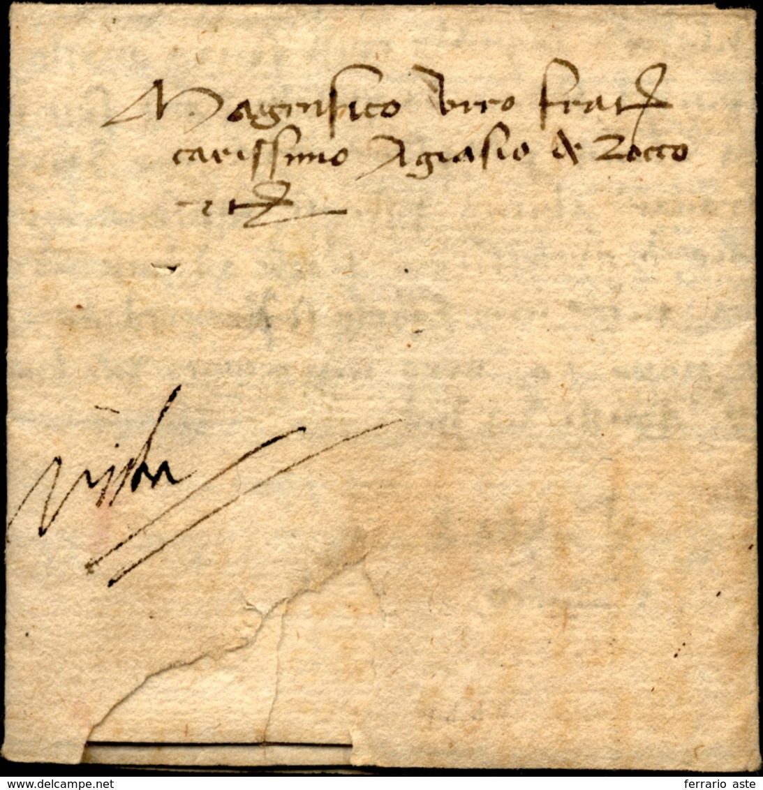 54 1444 - Lettera Completa Di Testo Da La Spezia 3/8/1444 Scritta Da Isabella De Zocco Al Fratello Agia... - ...-1850 Voorfilatelie