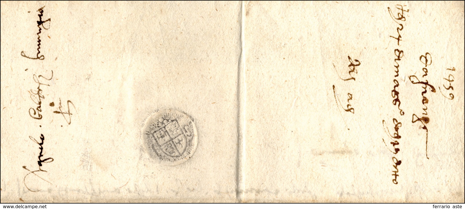 57 1459 - Bella Lettera Completa Di Testo Da Firenze A Venezia, Con Stemma Impresso Con Sigillo A Secco... - 1. ...-1850 Prefilatelia