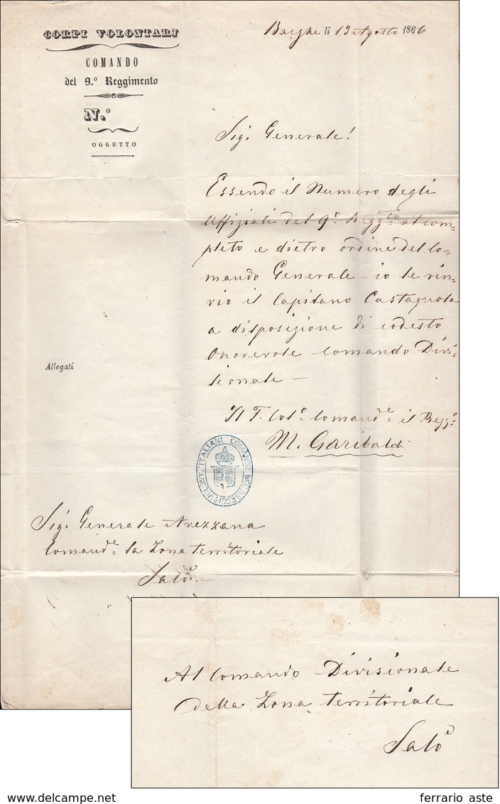 102 CORPO VOLONTARI - Lettera Trasportata Privatamente Da Barghe 13/8/1866 A Salò, Scritta Ed Autografat... - Ohne Zuordnung