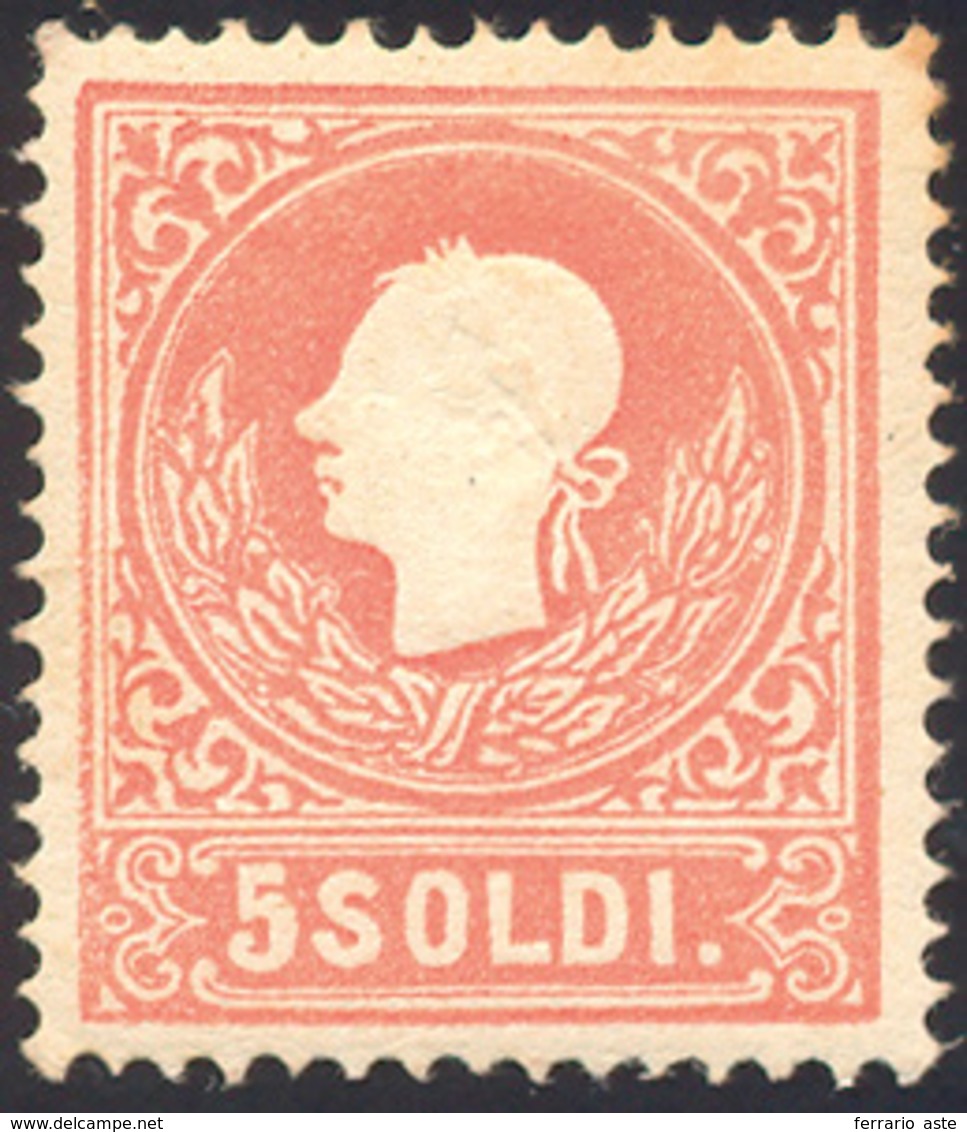 186 1859 - 5 Soldi Rosso, II Tipo (30), Gomma Originale, Perfetto. A. Ed Enzo Diena.... - Lombardo-Venetien