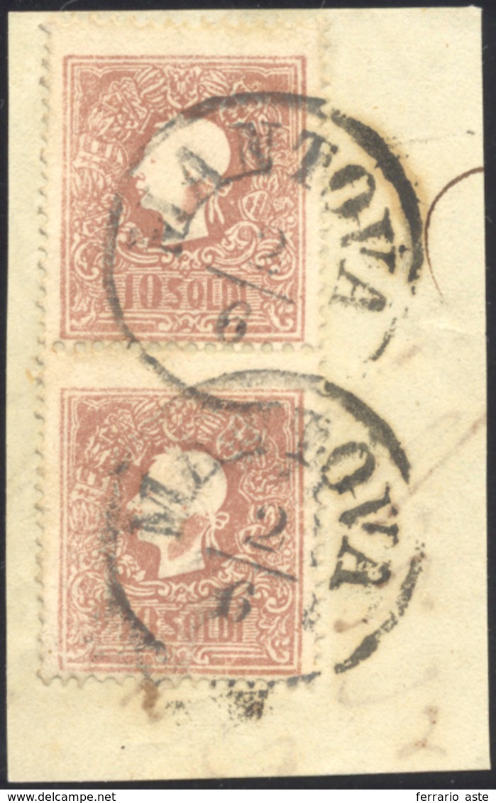 191 1859 - 10 Soldi Bruno, II Tipo (31), Coppia Con Entrambi Gli Esemplari Con Ampia Macchia Di Colore S... - Lombardo-Venetien