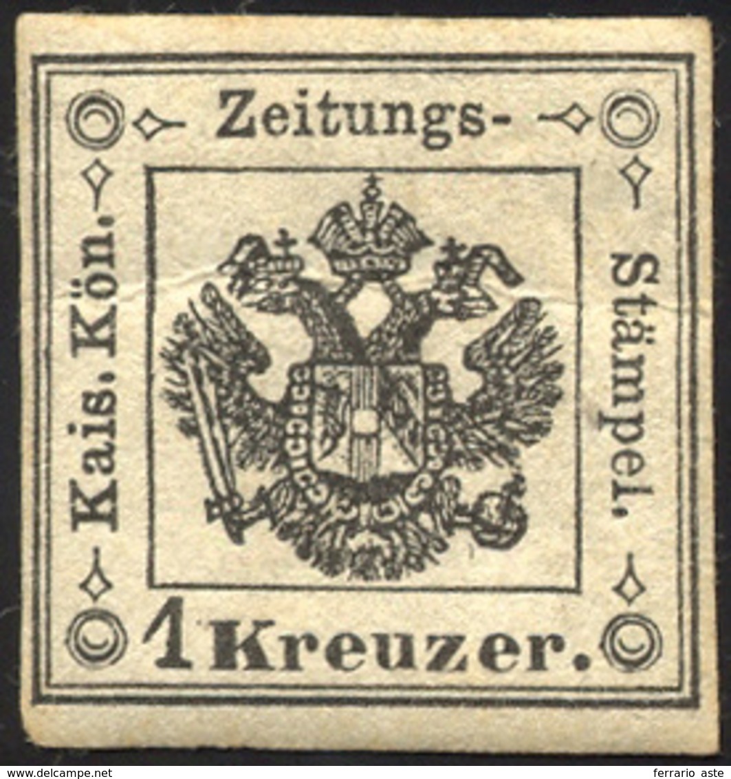 242 1859 - 1 Kr. Nero (2), Gomma Originale, Perfetto. Consueta Grinza Di Gomma, Tipico Dei Carta A Macch... - Lombardo-Vénétie